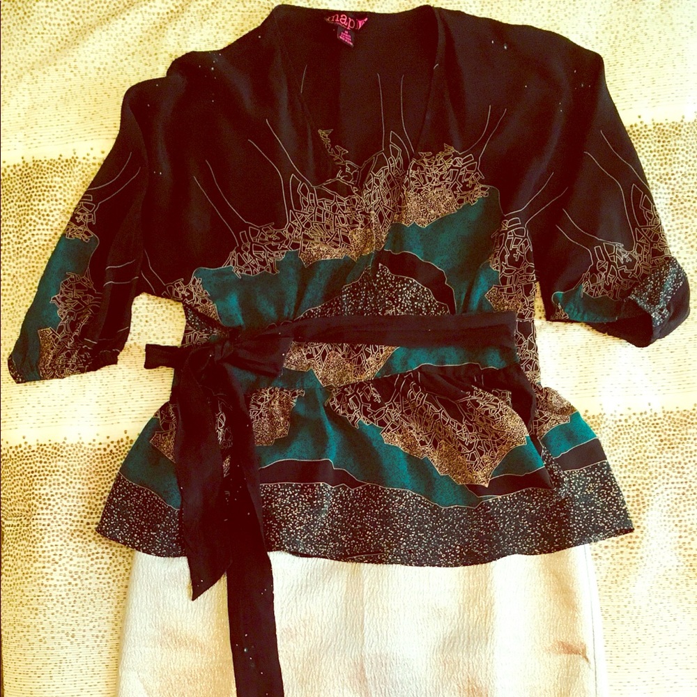 Anthropologie silk wrap shirt by Maple
